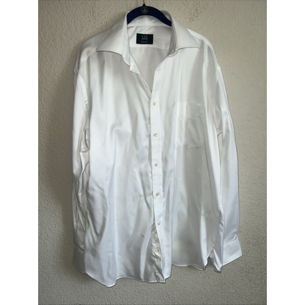 Ike Behar Men's Button-Up Shirt Long Sleeve White 16.5 35  Dress Cotton Work